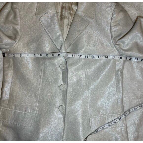 Ellen Tracy Cream White Sparkly Metallic Blazer Jacket Size 8 - Picture 9 of 12